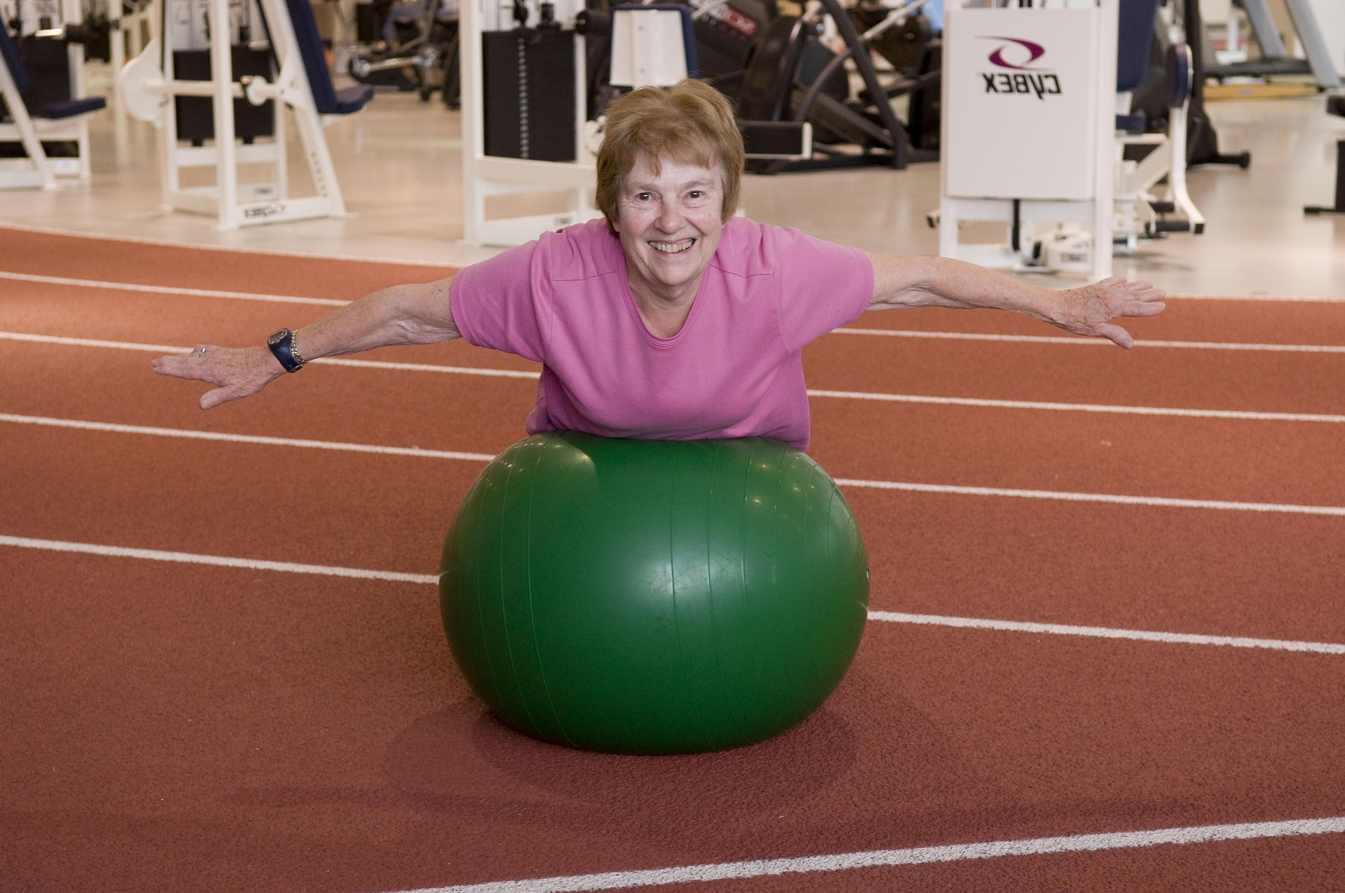 Participant on stability ball